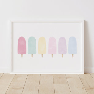 Pastell Watercolor Popsicle Flickor Rum Affisch