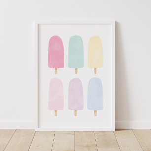 Pastell Watercolor Popsicle Flickor Rum Poster
