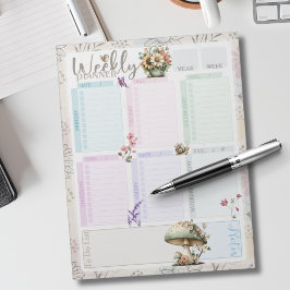 Pastell Wildflower Collage – Chic Floral Geometris Anteckningsblock