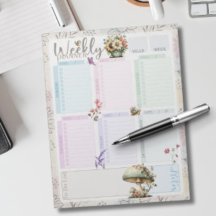 Pastell Wildflower Collage – Chic Floral Geometris Anteckningsblock