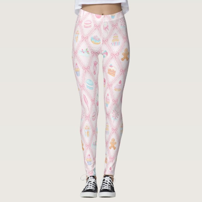 Pastella söta högsötsaker med slingor leggings (Framsida)