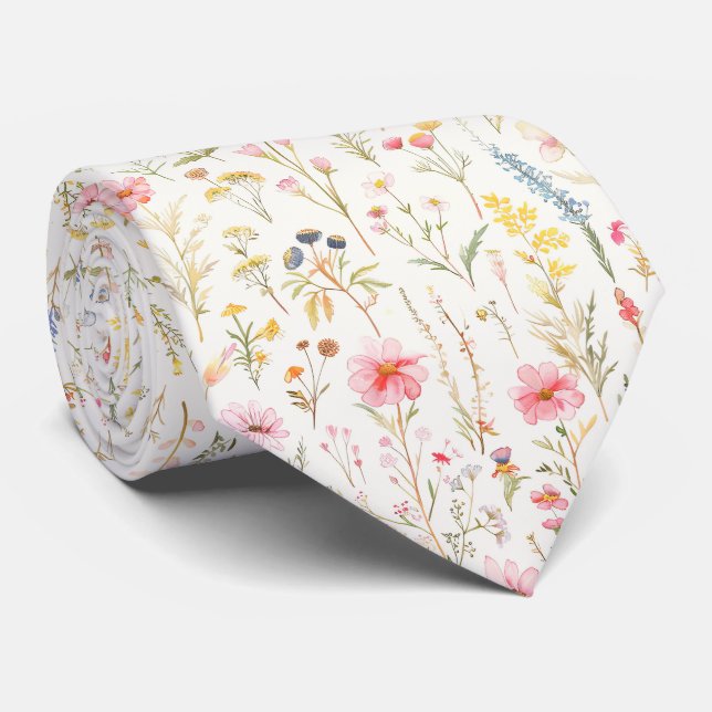 Pastellängblommor Mönster Slips (Rullad)