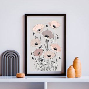 Pastellängsvalm XXII – Elegant blomsterillustratio Poster