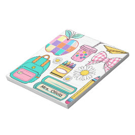 Pastelläpple och skolmaterial Notepad Anteckningsblock