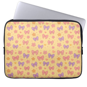 Pastellbågar & blommönster – Söta gula flickiga Laptop Fodral