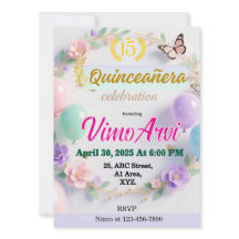 Pastellballonger och fjäril Quinceañera födelsedag