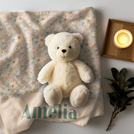 Pastellbeige blommönster namn fleecefilt