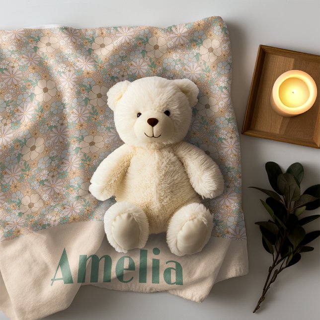 Pastellbeige blommönster namn fleecefilt (Skapare uppladdad)