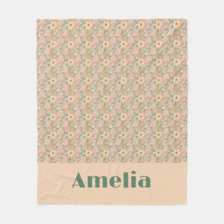 Pastellbeige blomster Mönster namn Fleecefilt