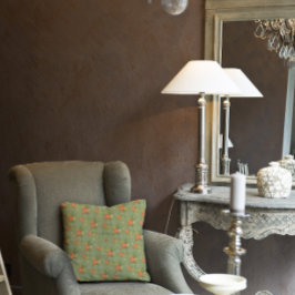 Pastellbeige grönt mint blommönster monogram kudde