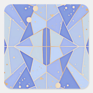 Pastellblå abstraktens geometriska utformning fyrkantigt klistermärke
