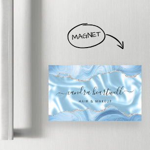 Pastellblå Agat Guld Glitter Lyx Magnetiska Visitkort