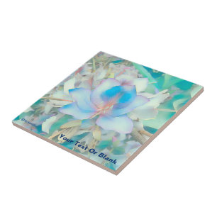 Pastellblå Blommar Kakelplatta