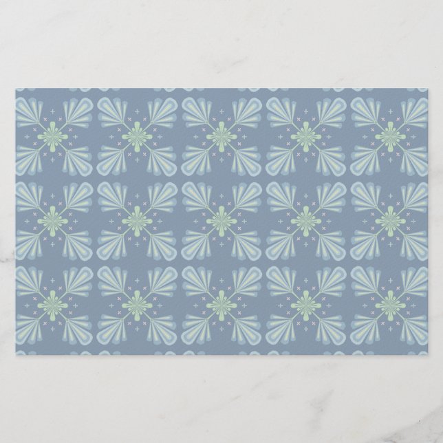 Pastellblå blommigt abstrakt upprepning  brevpapper (Framsida)