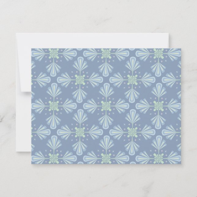 Pastellblå blommigt abstrakt upprepning  tack kort (Framsida)