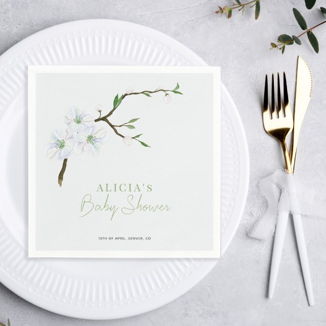 Pastellblå blommigt babydusch pappersservett (Skapare uppladdad)