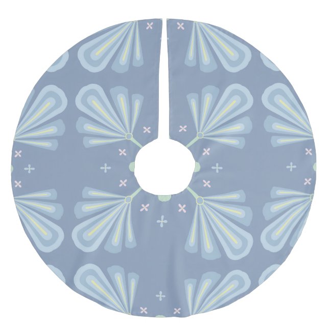 Pastellblå blomsterglasyr abstrakt upprepning  julgransmatta borstad polyester (Framsidan)