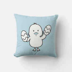 Pastellblå Chick- och äggbelysning av Cute Påsk Kudde