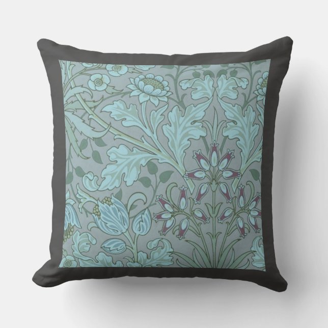 Pastellblå dekorativa blommor  kudde (Framsida)