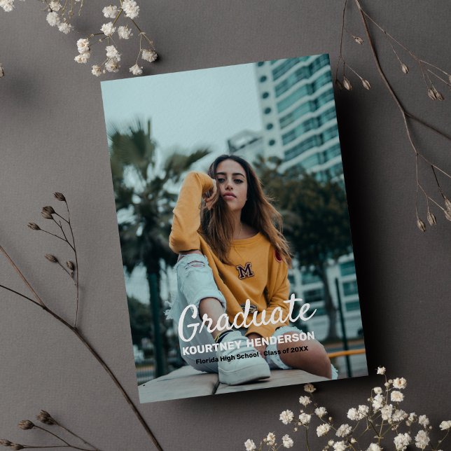 Pastellblå foto-Studentfest Inbjudningar (Pastel Blue Photo Graduation Party)