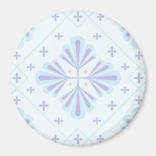 Pastellblå geometrisk blomsterupprepning magnet