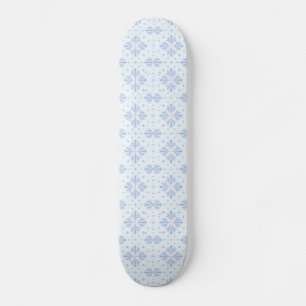 Pastellblå geometrisk blomsterupprepning mini skateboard bräda 18,5 cm