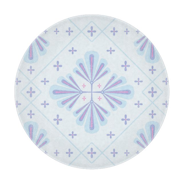 Pastellblå geometrisk blomsterupprepning mönster (Framsidan)