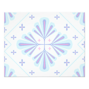 Pastellblå geometrisk blomsterupprepning mönster fototryck