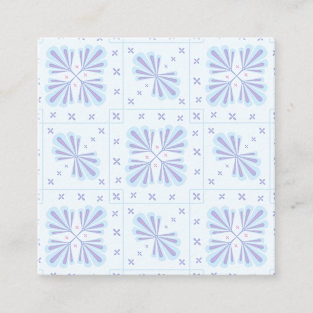 Pastellblå geometrisk blomsterupprepning mönster rabattkort (Framsida)