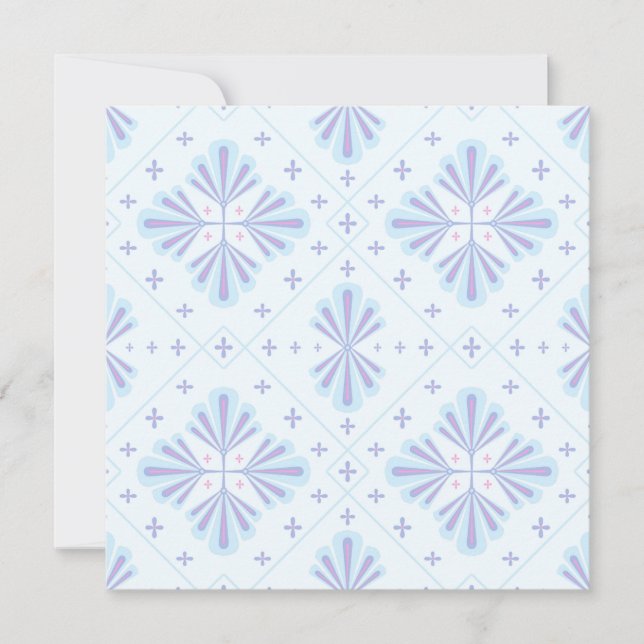 Pastellblå geometrisk blomsterupprepning mönster spara datumet (Framsida)