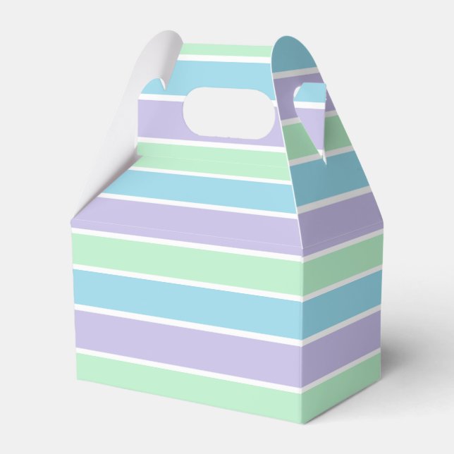Pastellblå Gröna och Lila Ränder Presentaskar (Framsidan Sidan)