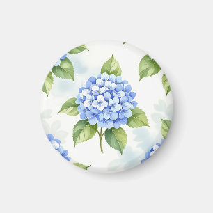 Pastellblå Hydrangea Bukett Mönster Magnet