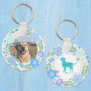 Pastellblå Labradoodle Retriever Anpassad Foto Nyckelring