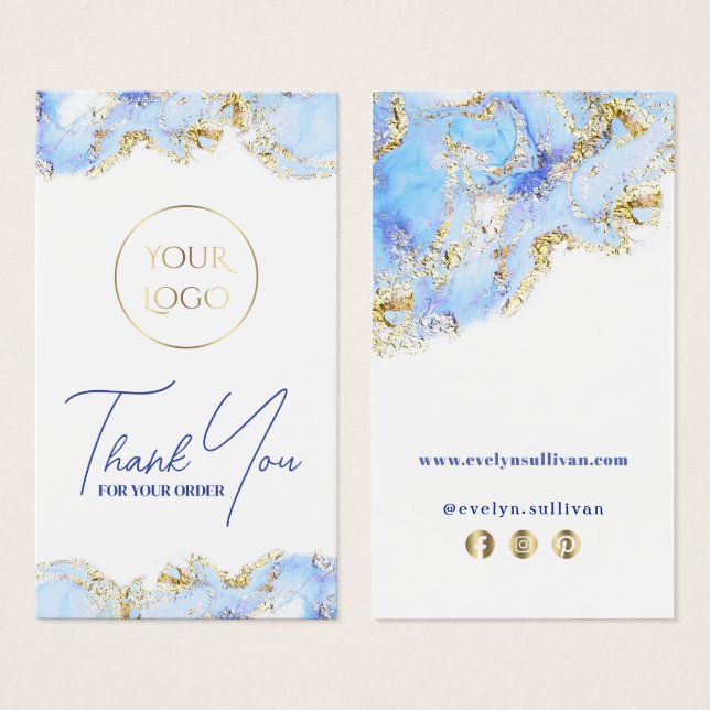 Pastellblå marschdesign paket infogning visitkort (Framsida & baksida)