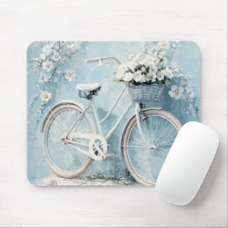 PASTELLBLÅ MED VITA BLOMMOR OCH CYKEL MUSMATTA