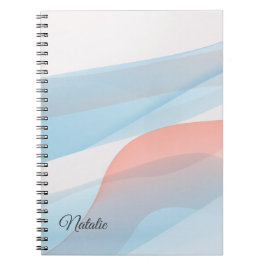 Pastellblå minimal fotopatbok för namn Spiral Anteckningsbok