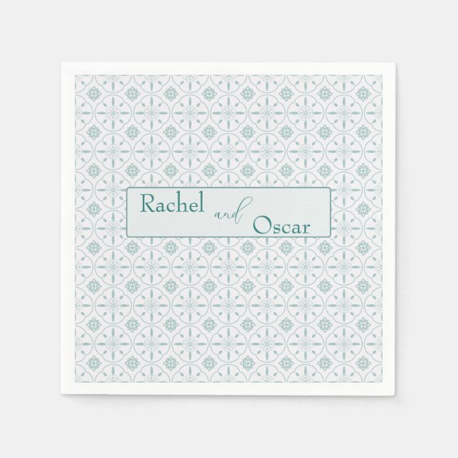 Pastellblå mönster bröllop pappersservett (Framsidan)