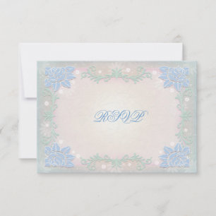 Pastellblå och Rosa Blommig Bröllops RSVP OSA Kort