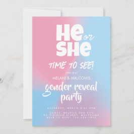 Pastellblå och rosa moln Han eller Hon Könsrevekti Inbjudningar