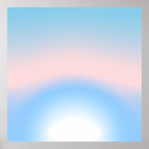 Pastellblå och rosa radiella övergångsfärger poster