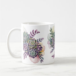 Pastellblå och rosa suckulenter kaffemugg