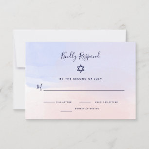 Pastellblå och Rosa vattenfärg Bat mitzvah OSA Kort
