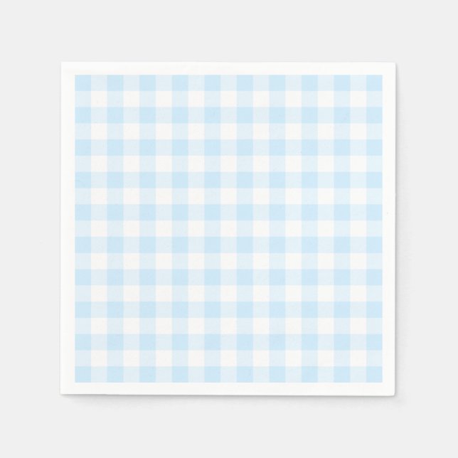 Pastellblå och vit Gingham Pappersservett (Framsidan)