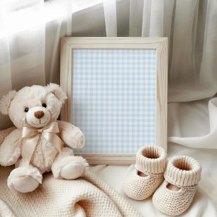 Pastellblå och vit Gingham Poster