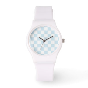 Pastellblå och vit kontrollpanel armbandsur