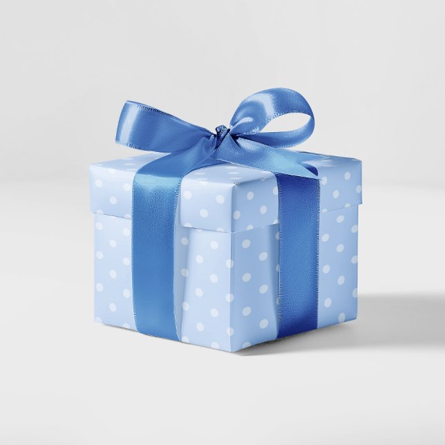 Pastellblå och vit liten polka punkt presentpapper (Pastel Blue and White Small Polka Dot Wrapping Paper)