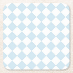 Pastellblå och vit romb, Mönster Underlägg Papper Kvadrat