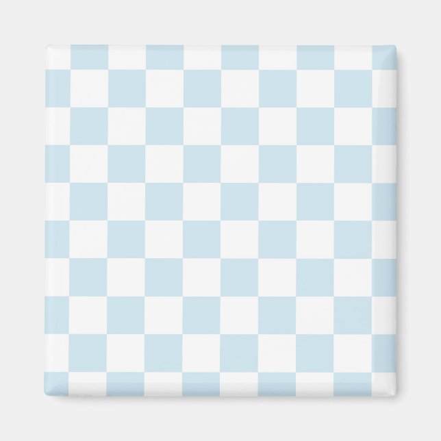 Pastellblå och vit rutig mönster magnet (Framsidan)