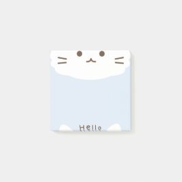 Pastellblå och vit Söt katt Post-it Block