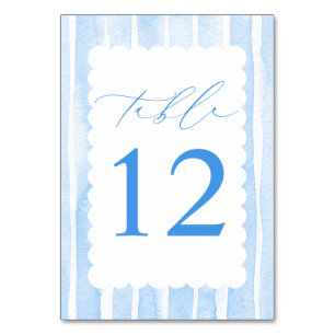 Pastellblå Ränder Elegant Baby Shower Bordsnummer
